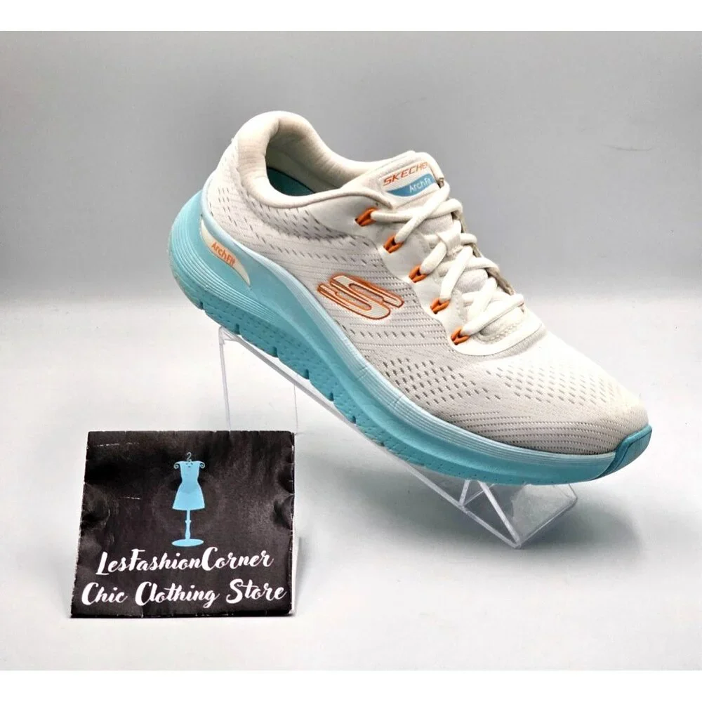 Skechers Men's White & Aqua Arch Fit 2 Athletic Running Sneakers Size 8.5 2904 - Picture 15 of 16